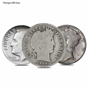 100 Face Value Bag 1 000 Coins 90 Silver Dimes 10c