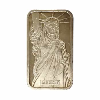 1 oz Johnson Matthey MTB Centerre Bank Statue of Liberty Silver Vintage Bar  .999 Fine