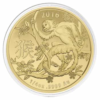 2016 1/4 oz Gold Lunar Year of the Monkey Coin .9999 Fine BU (In 