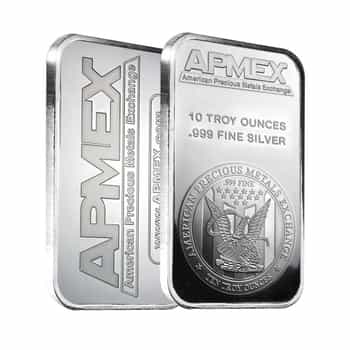 1 oz Silver Bar - APMEX (Lot of 10 Bars)
