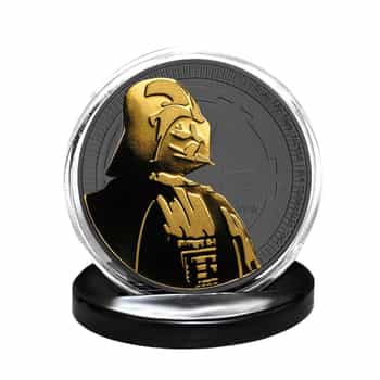 2017 1 oz Niue Silver $2 Star Wars Darth Vader Black Ruthenium 24K Gold  Edition (w/Box & COA)