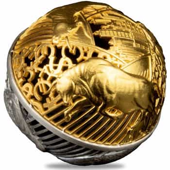 2022 2 oz Silver Bull and Bear Spherical Coin Samoa .999 Fine (w/Box & COA)