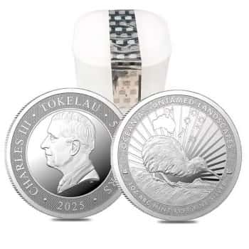 1 oz silver untamed landscapes kiwi silver coin tube of 25