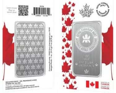 1 oz Royal Canadian Mint Silver Bar - Proudly Canadian Assay
