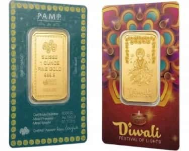 1 oz PAMP Suisse Diwali Lakshmi Gold Bar .9999 Fine (Rangoli Assay)