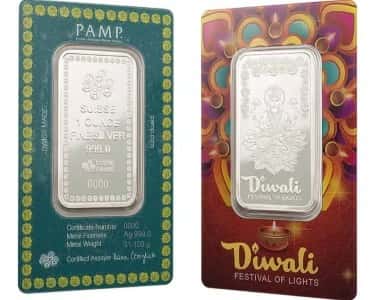 1 oz PAMP Suisse Diwali Lakshmi & Rangoli Silver Bar .999 Fine (in Assay)