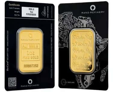 1 oz Rand Refinery Gold Bar .9999 Fine (Africa Assay)
