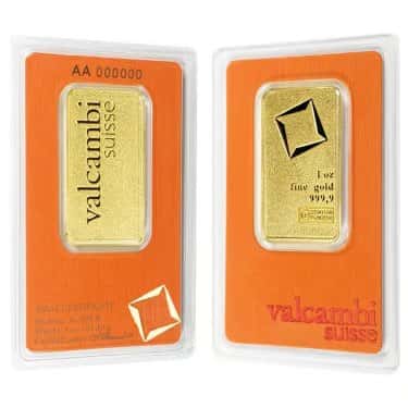 1 oz Matte Gold Bar Valcambi Suisse .9999 Fine (In Assay)