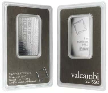 1 oz Platinum Bar - Valcambi Suisse .9995 Fine
