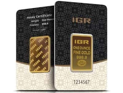 1 oz Istanbul Gold Refinery (IGR) Bar .9999 Fine (in Assay)