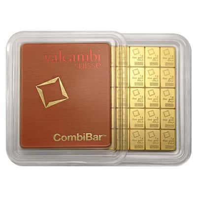 50 x 1 gram Gold Valcambi CombiBar .9999 Fine (In Assay)