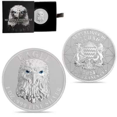 silver faceted eagle coin