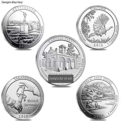 5 oz Silver America the Beautiful ATB Coin BU Random Design