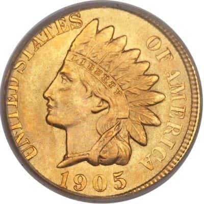 1905 Indian Head cent struck on gold obverse