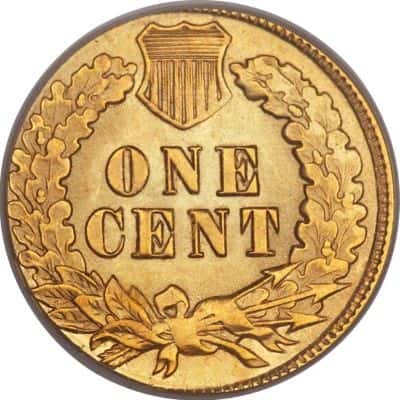 1905 Indian Head cent struck on gold reverse
