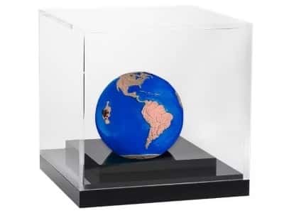 2022 3 oz Silver Rose Gold Plating Blue Marble Endangered - Meteorite Spherical Coin Barbados .999 Fine