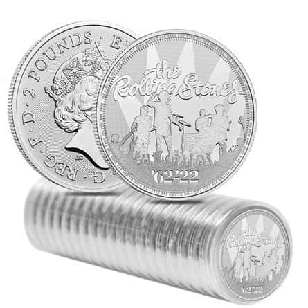 Box of 100 - 2022 Great Britain 1 oz Silver Music Legends The Rolling  Stones Coin .999 Fine BU