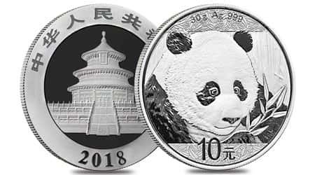 2018 30 gram Chinese Silver Panda 10 Yuan .999 Fine BU