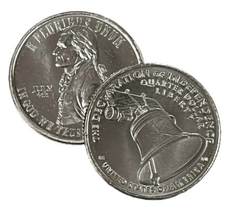 2026 Declaration of Independence Quarter with a 'July 4' privy mark