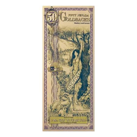 50 Nevada Goldbacks 1/20 oz 24K Gold Foil Aurum Note