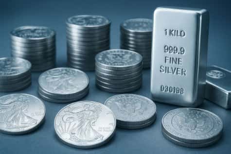 silver coins and bars