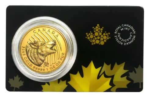 1 oz gold howling wolf coin