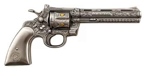 5 oz Silver Revolver Gun Shaped Antiqued High Relief .999 Fine