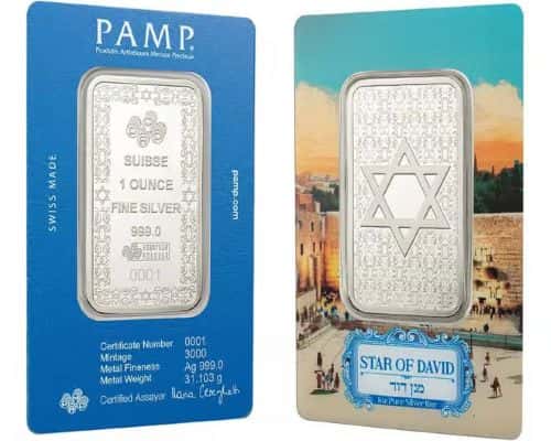 Shop PAMP Suisse 1 oz Star of David Silver Bar Presale