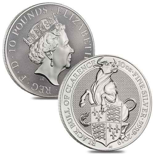 Great Britian,Queen's Beast Series, Black Bull, Silver royal mint, silver bull of Clarence