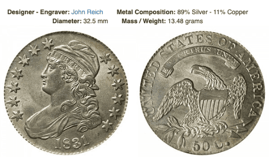 Lettered Edge & “50 C.” on the reverse (1807 - 1836)