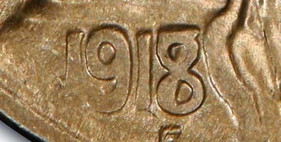 1918-D 8/7 Buffalo Nickel Doubled Die detail
