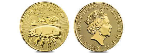 2019 Great Britain 1 oz Gold Year of the Pig Coin .9999 Fine BU