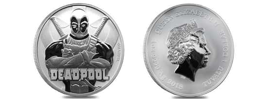 2018 1 oz Tuvalu Deadpool Marvel Series Silver Coin .9999 Fine Silver BU In Cap