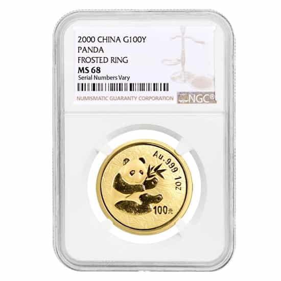 2000 1 oz Chinese Gold Panda 100 Yuan Frosted Ring NGC MS 68
