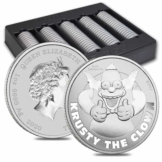 2020 1 oz Tuvalu Krusty The Clown Silver Coin .9999 Fine Silver BU