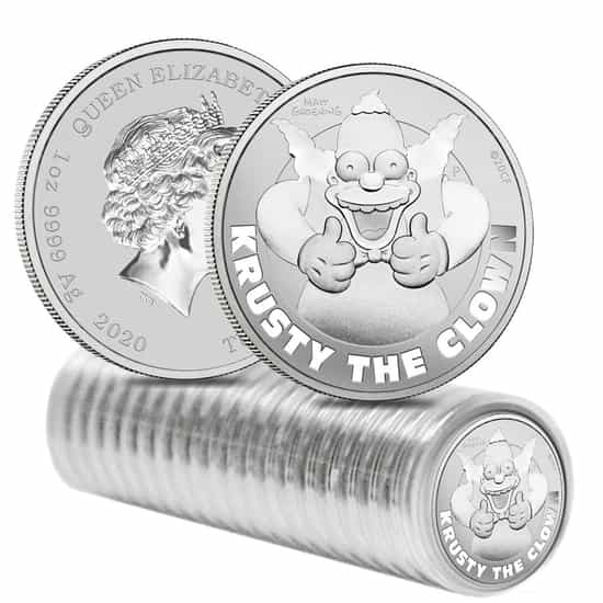 2020 1 oz Tuvalu Krusty The Clown Silver Coin .9999 Fine Silver BU