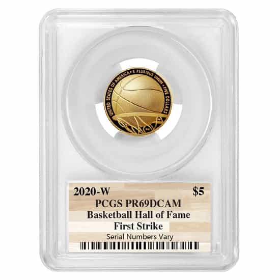 2020-P $1 Basketball Hall of Fame Silver Dollar Coin PCGS MS70 First Strike  Hall of Fame Label