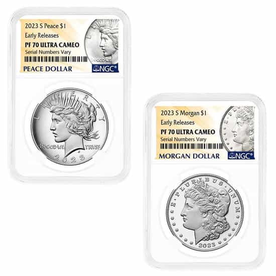 2023-S Morgan / Peace Silver Dollar Proof 2-Coin Set NGC PF 70 ER