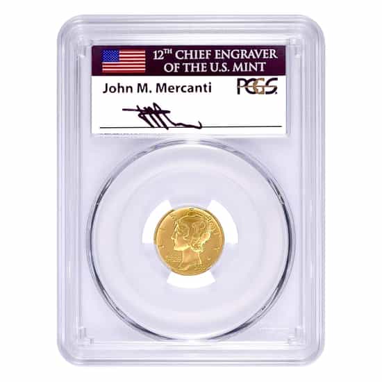 2016-W 1/10 oz Mercury Dime Gold Coin PCGS SP 70 FD (Mercanti