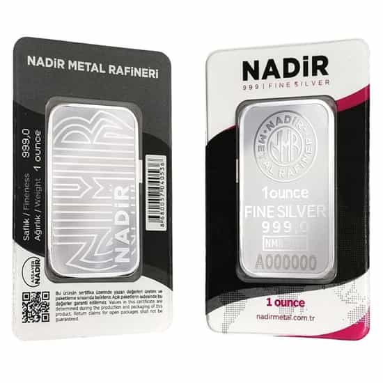 1 oz Nadir Refinery Silver Bar .999 Fine (In Assay)