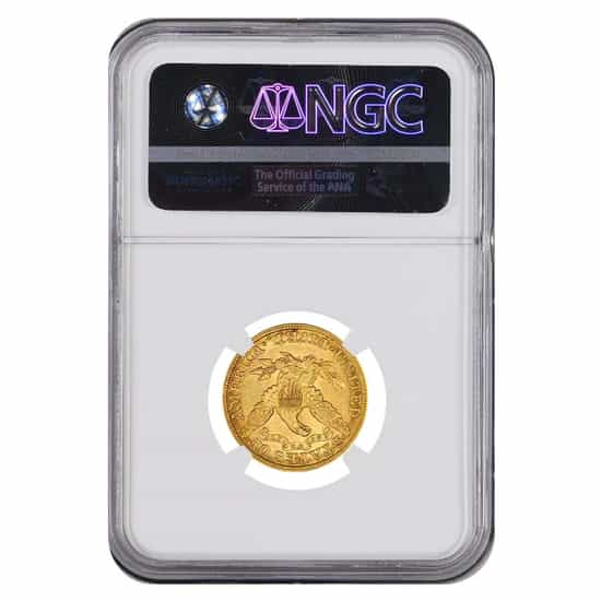 1880 $5 Liberty Head Half Eagle Gold Coin NGC AU 55