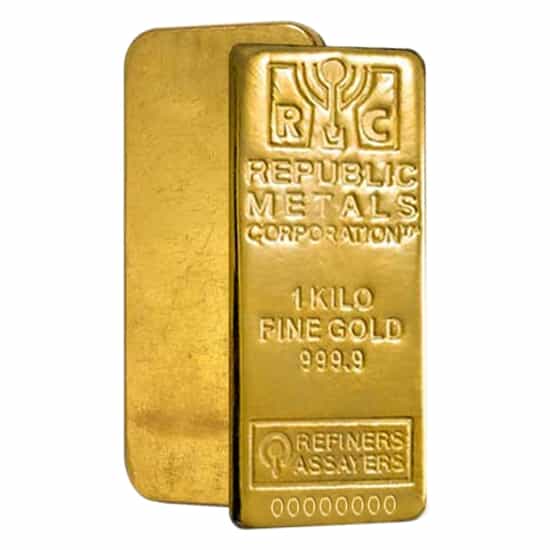 1 kilo Republic Metals (RMC) Gold Bar .9999 Fine (w/Assay)
