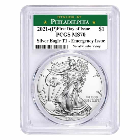 新発売 MS69 2021年タイプ1 緊急生産イーグル銀貨フィアデルフィアPCGS