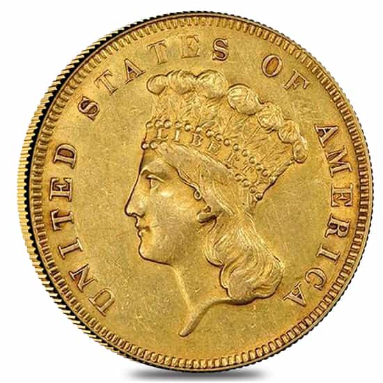 1878 $3 Gold Indian Princess PCGS AU58