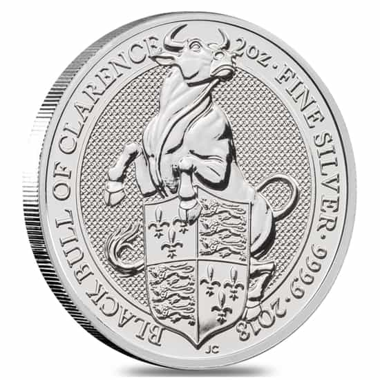 2018 Great Britain 2 oz Silver Queen's Beasts (Black Bull) Coin