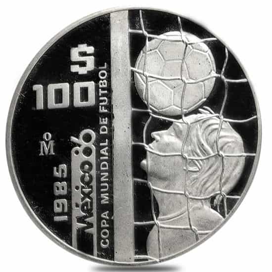 Mexico. 25, 50 pesos 1985/1986 Copa do Mundo de Futebol da FIFA