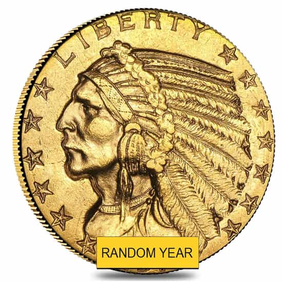 $5 Gold Half Eagle Indian Head - Almost Uncirculated AU (Random