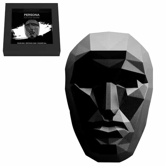 Symfonie Koken Proficiat 2022 South Korea 2 oz Silver Persona Mask Stacker Dark Antique .999 Fine