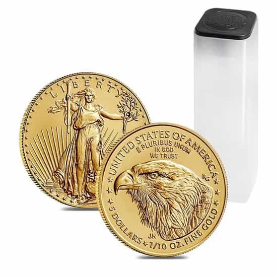 Roll of 50 - 2022 1/10 oz Gold American Eagle $5 Coin BU (Lot