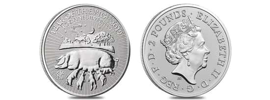2019 Great Britain 1 oz Silver Year of the Pig Coin .999 Fine BU In Cap